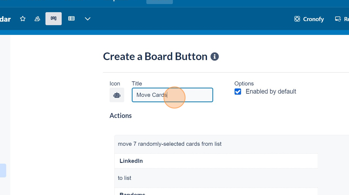 screenshot of board button setup