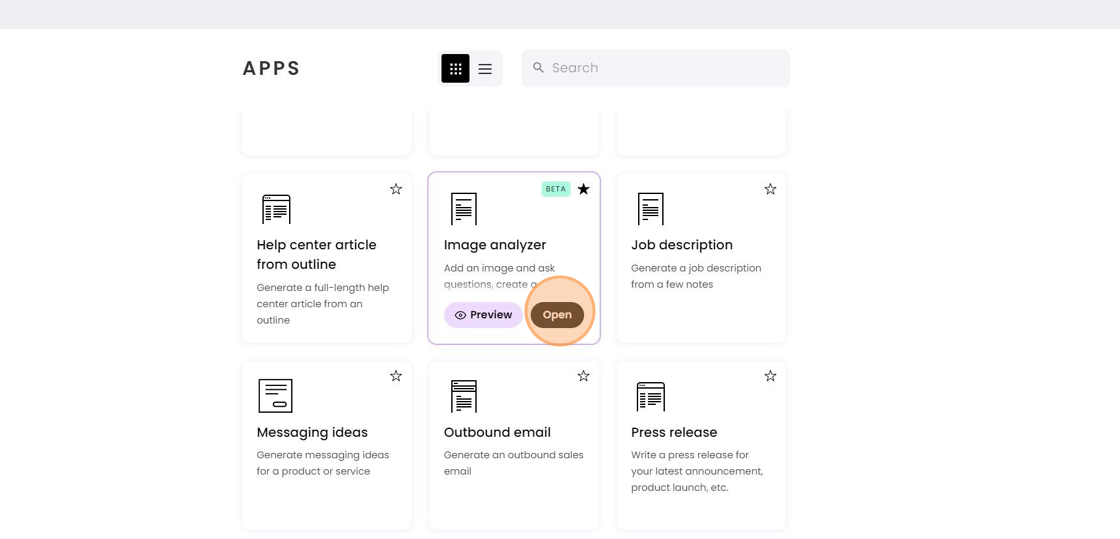 Image analyzer app in Writer