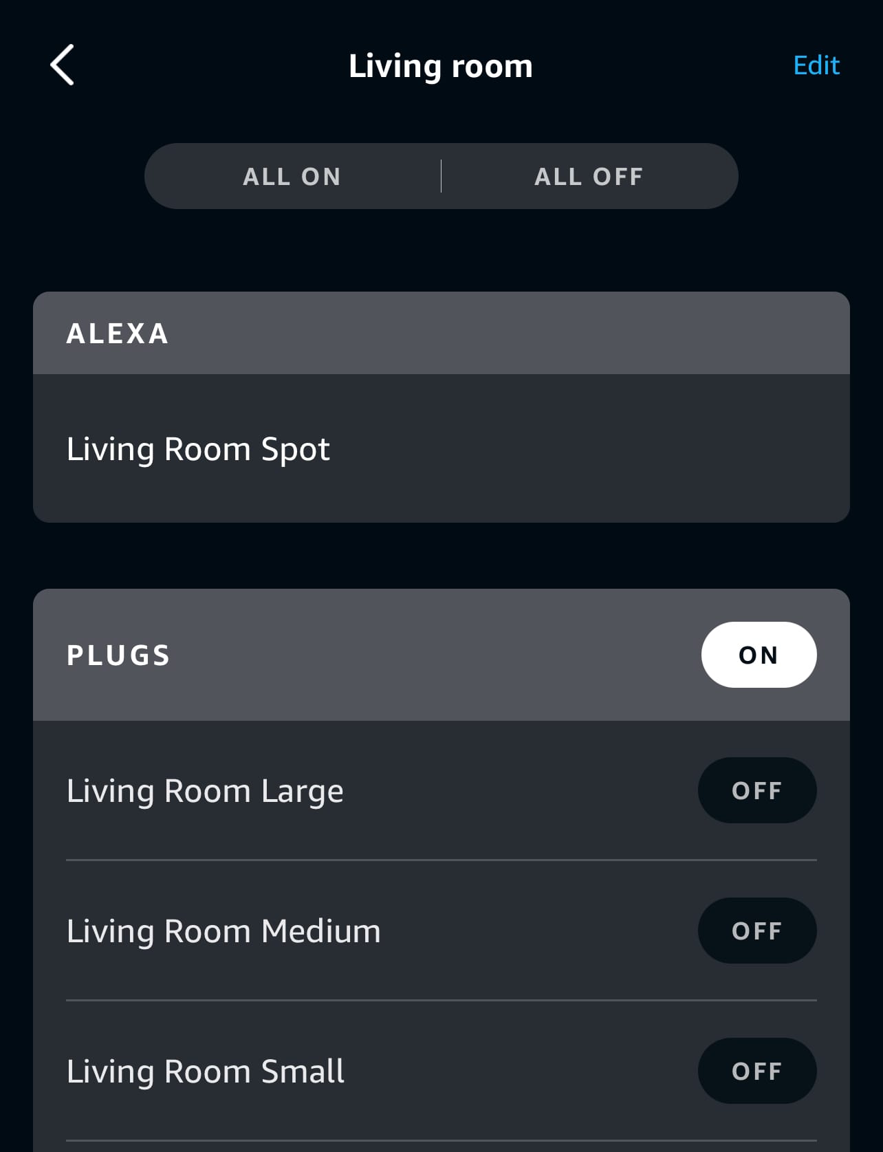 Screen Shot of Alexa App Room Setup