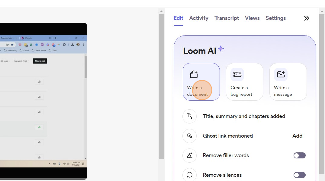 Screenshot of Loom AI