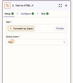 Formatter by Zapier step