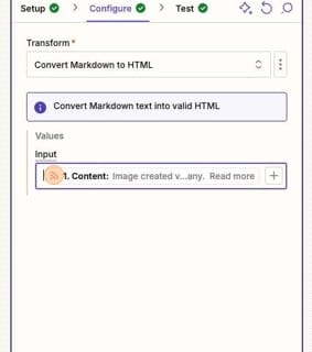 Convert the RSS feed to HTML