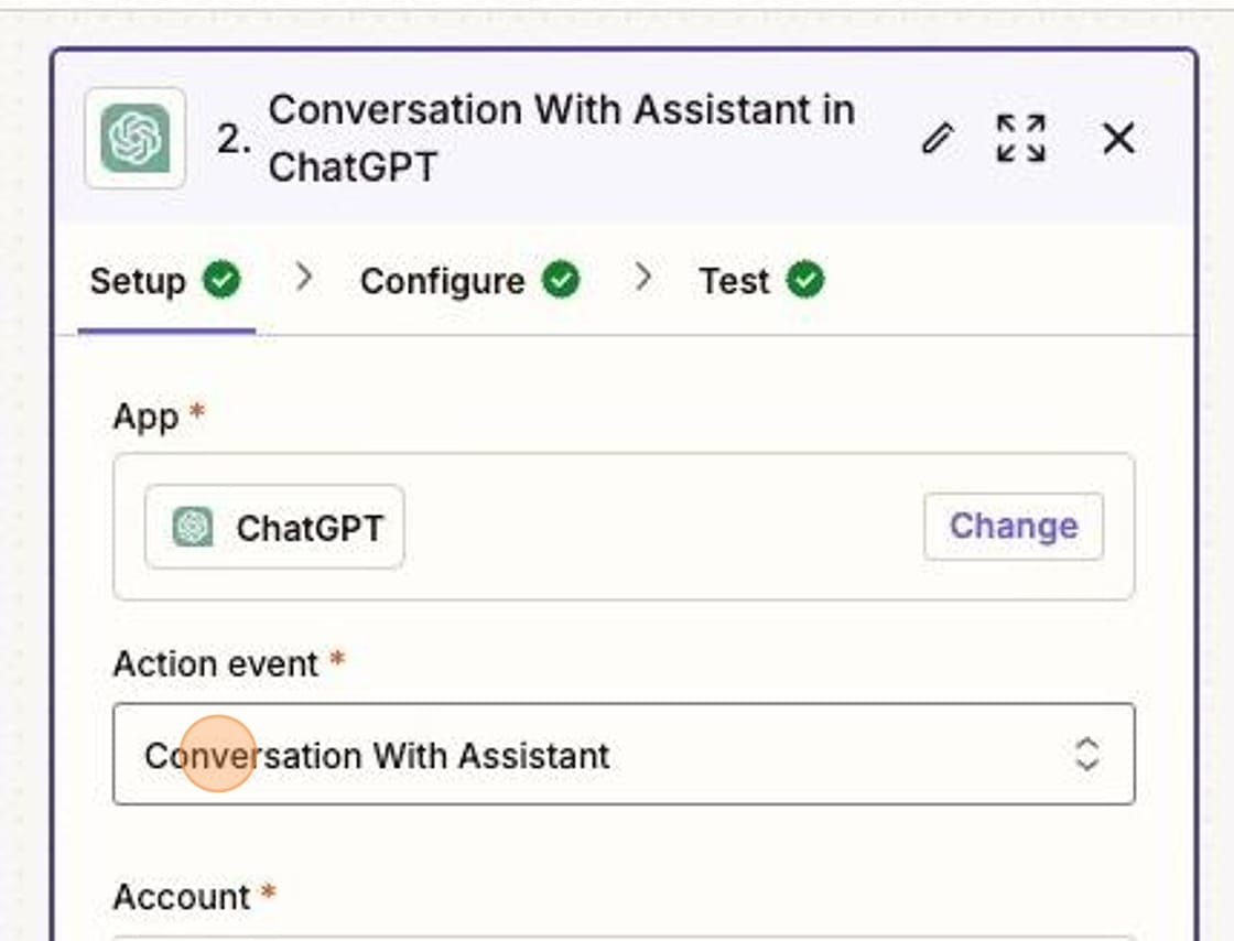 Screenshot of ChatGPT setup