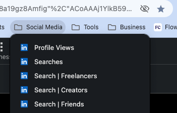 Screenshot of saved Chrome Bookmarks