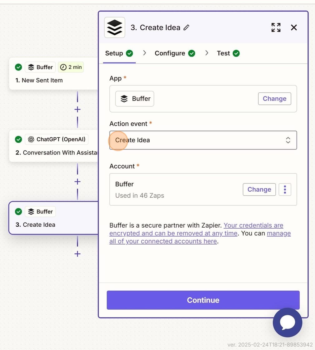 Screenshot of Create Idea trigger in Zapier