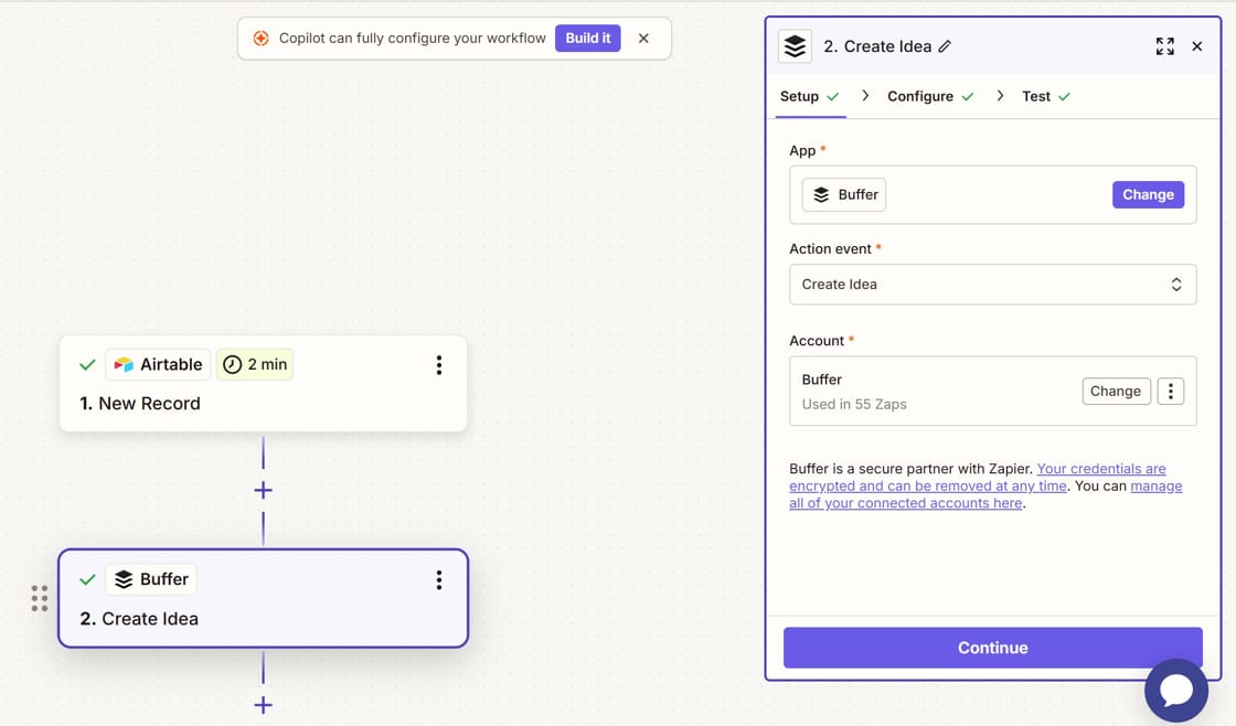 Create Idea for Buffer in Zapier