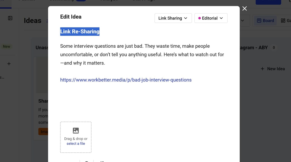 Editing the post in Buffer