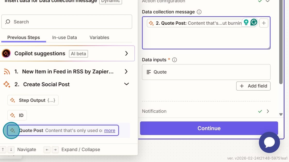 screenshot of collecting the AI by Zapier output