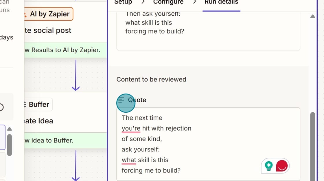 Screenshot of the modified Human in the Loop text