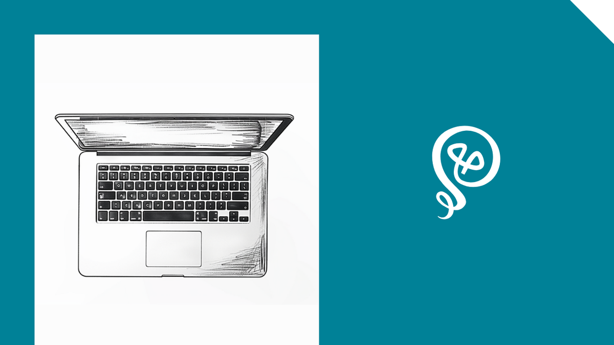 line drawing of a laptop and the tinkering with ideas logo