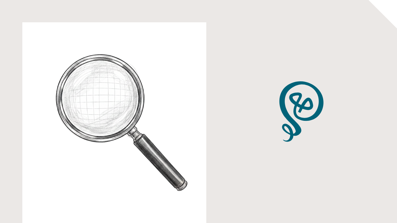 line drawing of a magnifying glass with the Tinkering With Ideas logo