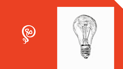 Ink line drawing of a light bulb and the Tinkering With Ideas logo