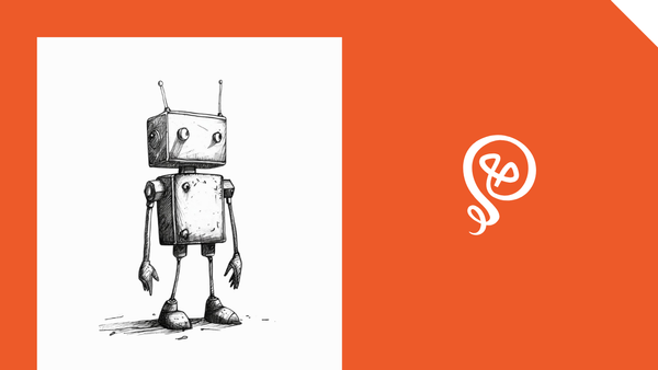 Line drawing of a cute robot with the Tinkering With Ideas logo