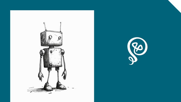 A sketch illustration of a robot and the Tinkering With Ideas Logo