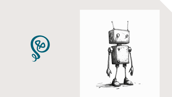 Line drawing of a cute robot with the Tinkering With Ideas logo