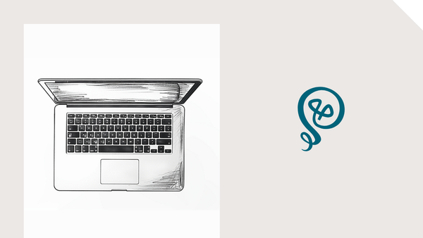 Tinkering with ideas logo and a sketch of a laptop