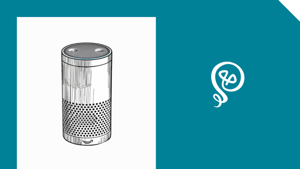 line drawing of an Alexa device and the Tinkering With Ideas logo