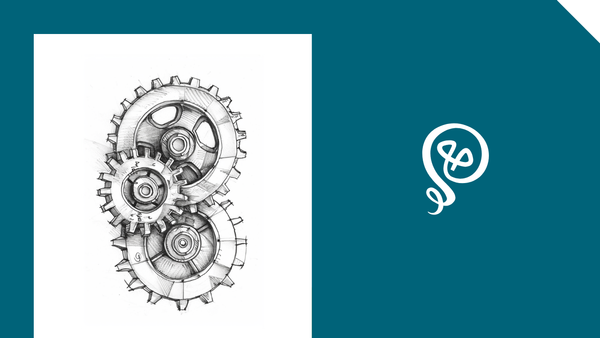 line drawing of gears and the Tinkering With Ideas logo