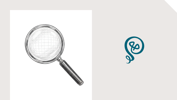 line drawing of a magnifying glass with the Tinkering With Ideas logo